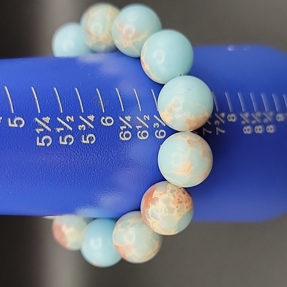 16mm Natural Argentina Blue Chalcedony Quartz Crystal Gemstone Bangle Bracelet - Picture 6 of 9